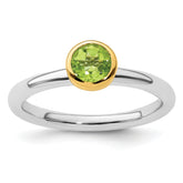 Sterling Silver Stackable Expressions w/Gold-plate Peridot Ring